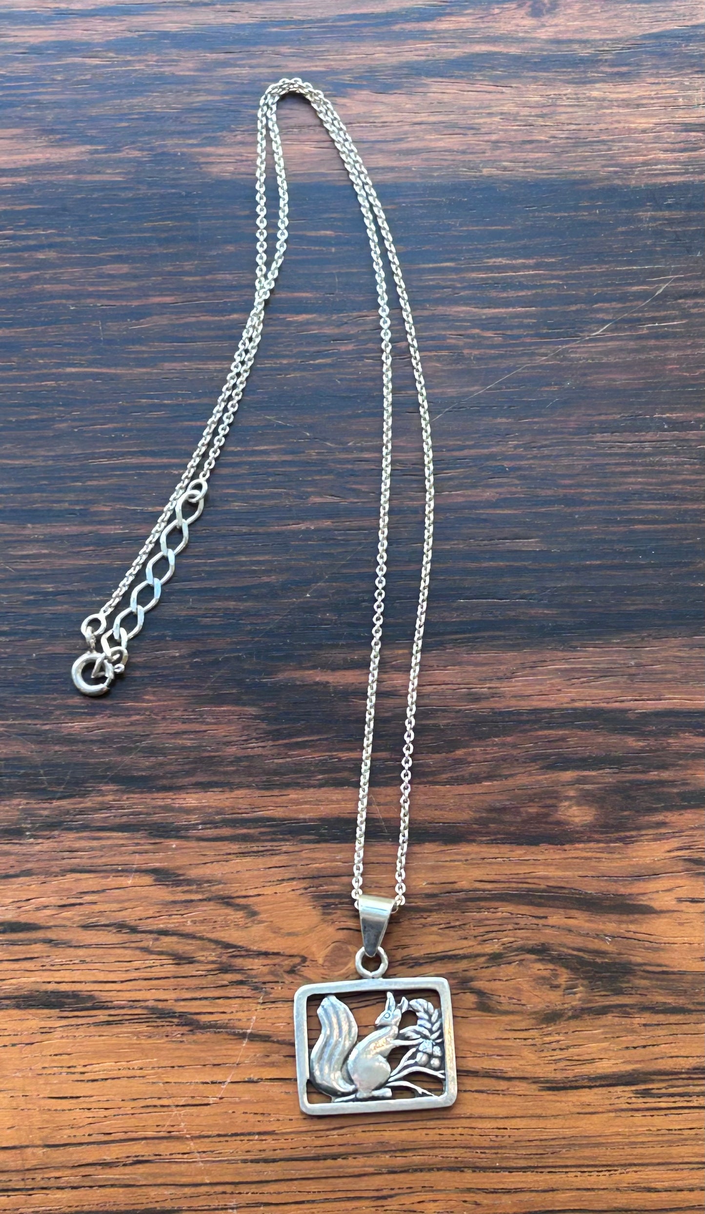 Silver pendant, C Brumberg Hansen, Denmark - Squirrel with acorn